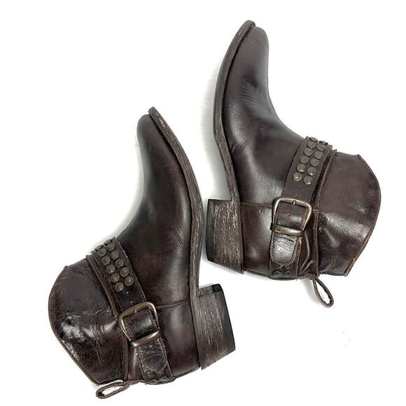 Five Worlds Cordani Serene Studded Cowboy Booties Brown Leather Side Zip 7 1/2 - Picture 5 of 16